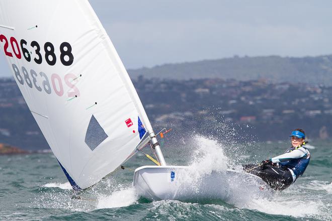 Heaps of action with Casey Imeneo from McCrae YC who was sixth overall in the Laser Radial. - Victorian Junior and Youth Championships ©  Alex McKinnon Photography http://www.alexmckinnonphotography.com