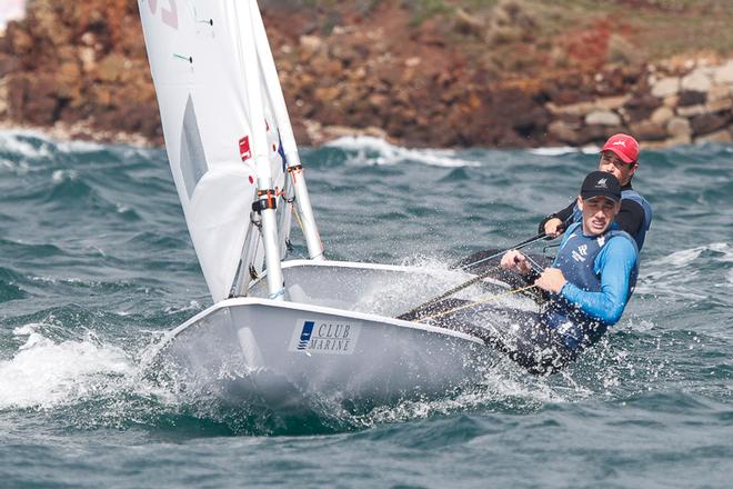 Close competition in the Laser Radial. in front is Alexander Jurovic who was fifth overall and in the back is Rhett Riley who placed second. - Victorian Junior and Youth Championships ©  Alex McKinnon Photography http://www.alexmckinnonphotography.com