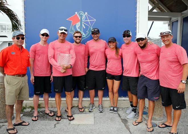 2016 Melges 32 Lauderdale Cup Champions, 2016 Blue Water Series Champions - Dick DeVos, Volpe (From left to right: Jim Lang, Lauderdale Yacht Club Commodore, Mike Hill, Dick DeVos, Peter Kinney, Drew Weirda, Ericka Reineke, Scott Nixon, Mark Mendelblatt and Sam Rogers) © 2016 JOY | IM32CA