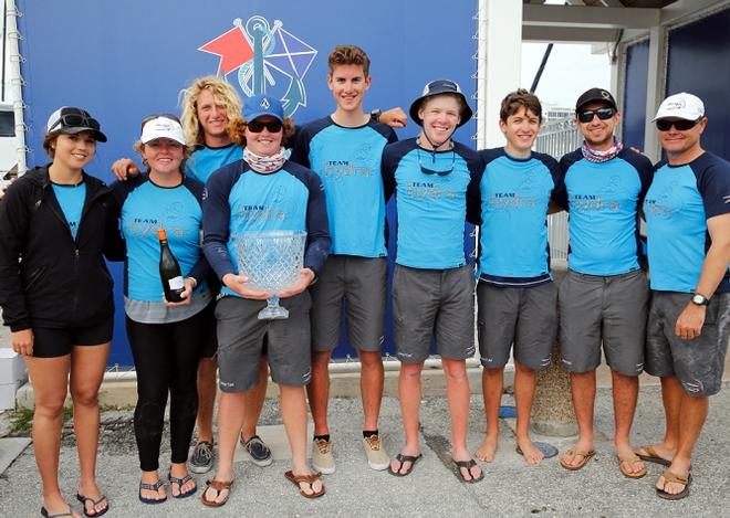 2016 Corinthian Melges 32 Lauderdale Cup Champions, 2016 Blue Water Series Champions - Morgan Kiss, Team Hydra (From left to right: Morgan Kiss, Lexi Petter, Jensen McTighe, Noah Blacker, Ty Baird, Henry Fernberger, Alex Brown, Alex Post and Marty Kullman) © 2016 JOY | IM32CA