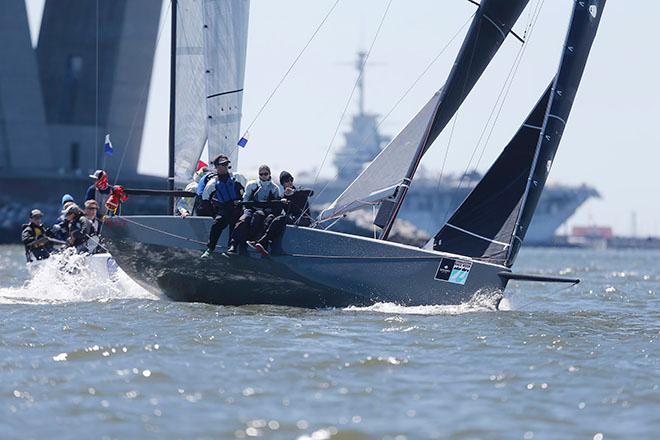 Peter Sulick’s RED (from Naples, FL) looked quick at the start of racing today until sail damage sent the team to the dock early © Tim Wilkes