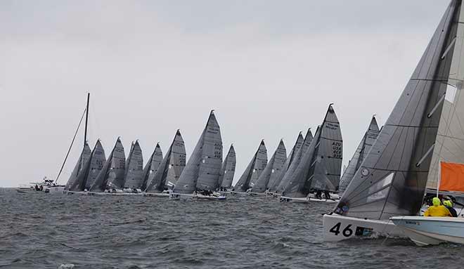 It’s hard to slide a piece of paper between the Melges 24 racing teams.  Lose an inch?  Lose the race.  © Tim Wilkes
