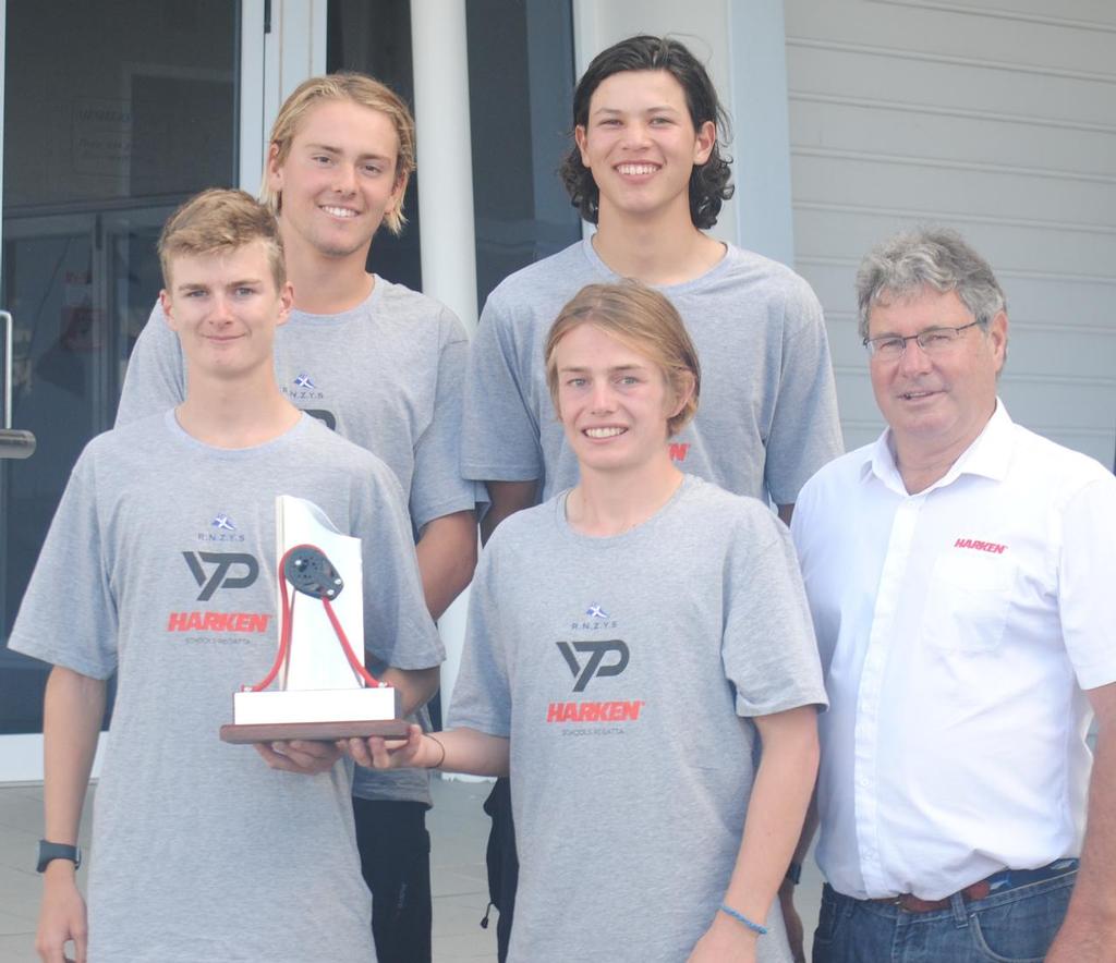 Kristin School, with Garry Lock of Harken NZ - Harken Schools Championship, April 2016 photo copyright RNZYS Media taken at  and featuring the  class