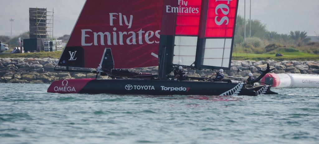 Emirates Team New Zealand sailing on Practice race day of Louis Vuitton America’s Cup World Series Oman © Emirates Team New Zealand http://www.etnzblog.com