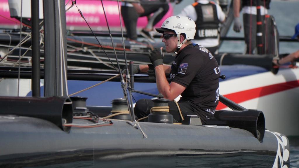 Emirates Team New Zealand sailing on Practice race day of Louis Vuitton America's Cup World Series Oman photo copyright Emirates Team New Zealand http://www.etnzblog.com taken at  and featuring the  class