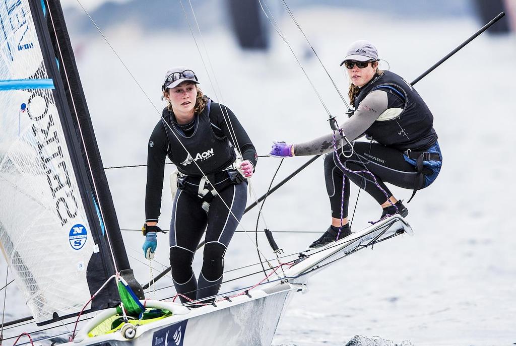 Erica Dawson and Ellie Copeland (NZL) started Day 2 with a win on Race 1 - World Sailing Cup Hyeres Day 2 photo copyright Pedro Martinez / Sailing Energy / World Sailing taken at  and featuring the  class