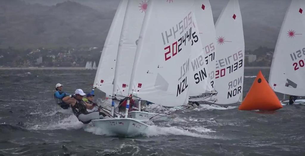 Sara Winther (NZL) leads a group on Day 2, Laser Radial Worlds, Mexico ©  Icarus Sailing Media http://www.icarussailingmedia.com/