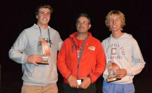 Winners Jack Felsenthal, F16 President, Simon Dubbin and Sean Connor - F16 Catamaran 2016 Australian Titles © AVCA/F16