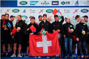 Act two champions Alinghi at the prize giving ceremony after a spectacular showdown in Qingdao. photo copyright Aitor Alcalde Colomer taken at  and featuring the  class