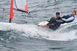 Josh Galland and Leroy Addison from Chelsea YC who won the 29er Class. - Victorian Junior and Youth Championships photo copyright  Alex McKinnon Photography http://www.alexmckinnonphotography.com taken at  and featuring the  class