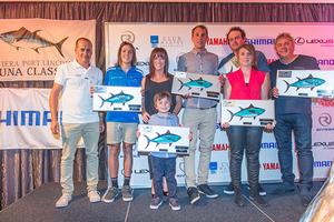 R Marine South Australia's Paul Harrop with skipper and crew from Runner-Up Champion Boat, Spartacus 2016 photo copyright Riviera Australia taken at  and featuring the  class