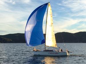 Rattle N Rum coming up to the finish line. - SSANZ Chains Ropes and Anchors ANZAC 250 Two-Handed Race photo copyright SSANZ taken at  and featuring the  class