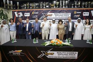 Members of the World Professional Powerboating Association (WPPA) and the Preparatory Committee for the South Korea XCAT GP at a press conference held in Dubai today to announce the event. photo copyright Karien Jonckheere taken at  and featuring the  class