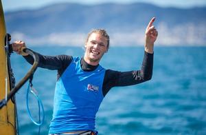 Squires celebrates gold photo copyright Ocean Images/British Sailing Team taken at  and featuring the  class