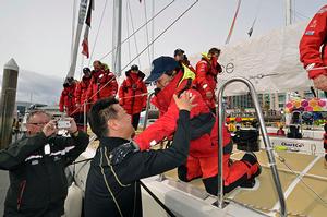 Yuko reunited with her husband - 2015 -16 Clipper Round the World Yacht Race photo copyright Clipper Round The World Yacht Race http://www.clipperroundtheworld.com taken at  and featuring the  class