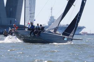 Peter Sulick’s RED (from Naples, FL) looked quick at the start of racing today until sail damage sent the team to the dock early photo copyright Tim Wilkes taken at  and featuring the  class