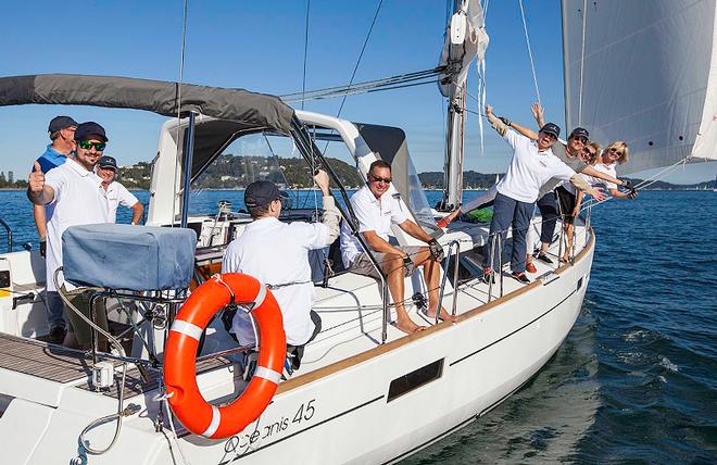 L’Oiseau definitely hd the most inspired crew on board. - 2016 Beneteau Pittwater Cup ©  John Curnow