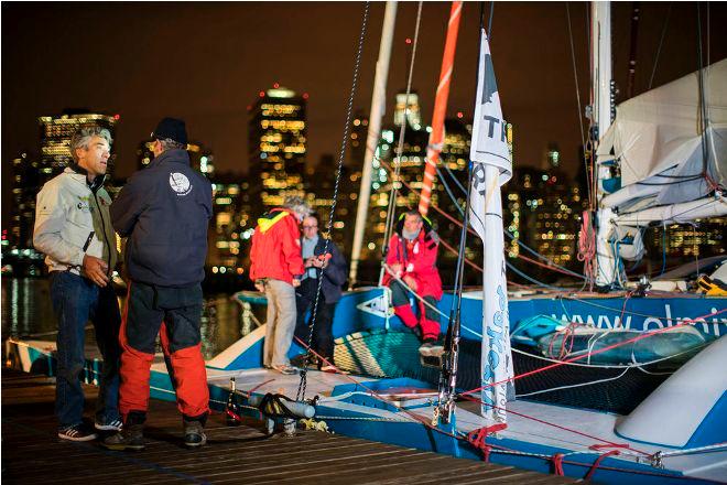 Pierre Antoine celebrates his podium position - The Transat bakerly © Amory Ross http://www.amoryross.com