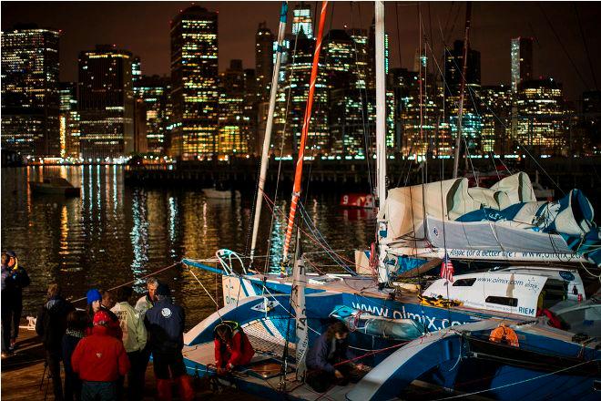 Pierre Antoine celebrates his podium position - The Transat bakerly © Amory Ross http://www.amoryross.com