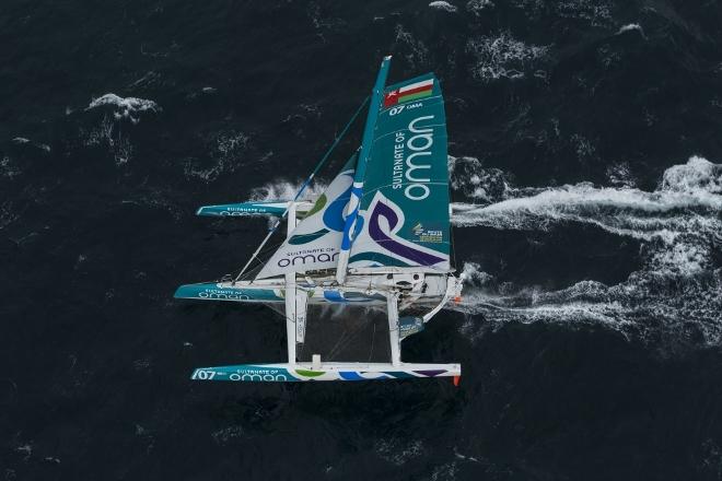 Start of the 2014 Route Du Rhum. Oman Musandam MOD70 skippered by Sidney Gavignet (FRA) © Lloyd Images