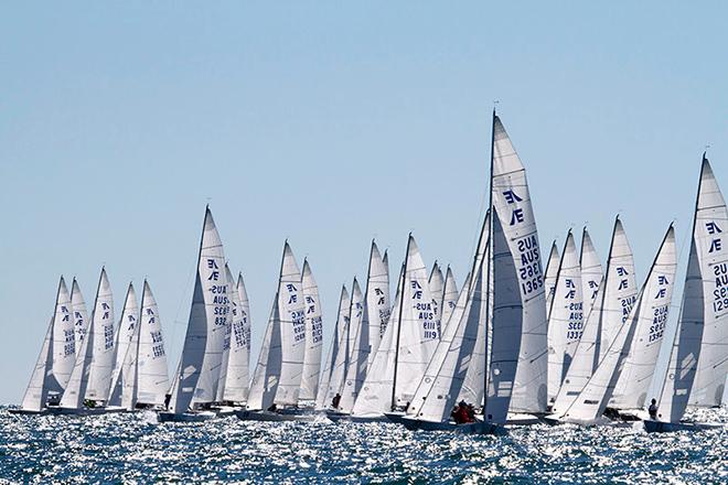 39-boats heading towards start line for 20th anniversary regatta. © Teri Dodds