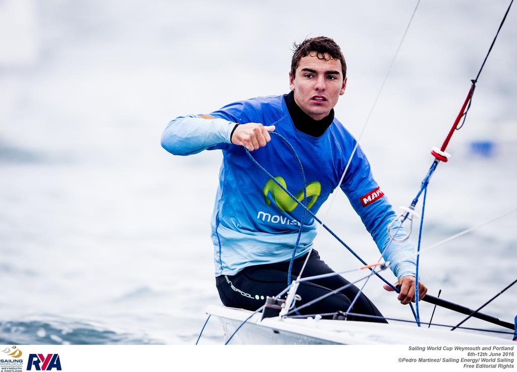 Jordi Xammar of Spain in the 470 - Sailing World Cup Weymouth and Portland photo copyright Pedro Martinez / Sailing Energy / World Sailing taken at  and featuring the  class