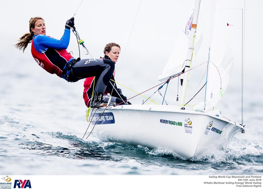 470 crew Hannah Mills and Saskia Clark - Sailing World Cup Weymouth and Portland © Pedro Martinez / Sailing Energy / World Sailing