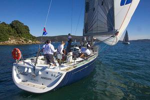 Under kite with Galileo at the Northern side of Lion Island. - 2016 Beneteau Pittwater Cup photo copyright  John Curnow taken at  and featuring the  class