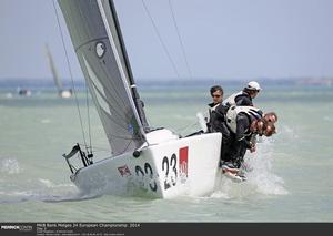 Matteo Ivaldi was helming Franco Rossini's Blu Moon to the victory of the 2014 Melges 24 Europeans photo copyright  Pierrick Contin http://www.pierrickcontin.fr/ taken at  and featuring the  class