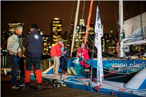 Pierre Antoine celebrates his podium position - The Transat bakerly photo copyright Amory Ross http://www.amoryross.com taken at  and featuring the  class
