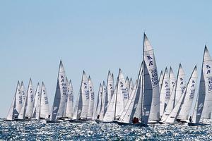 39-boats heading towards start line for 20th anniversary regatta. photo copyright Teri Dodds taken at  and featuring the  class