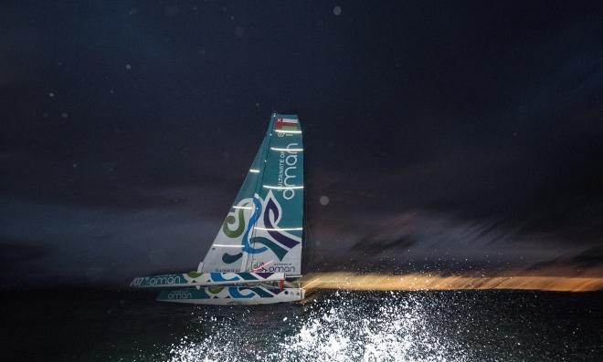 Musandam-Oman Sail set a new record for the fastest-ever sail round Ireland when the team crossed the finish line at Wicklow in 38 hours, 37 minutes and 7 seconds. Skippered by Sidney Gavignet (FRA) with team mates Damian Foxall (IRL) and Fahad Al Hasni (OMA), Jean Luc Nelias (FRA), Yasir Al Rahbi (OMA) and Sami Al Sukaili (OMA) - 2016 Volvo Round Ireland Race © Lloyd Images