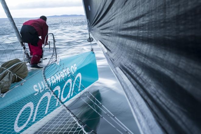 Musandam-Oman Sail set a new record for the fastest-ever sail round Ireland when the team crossed the finish line at Wicklow in 38 hours, 37 minutes and 7 seconds. Skippered by Sidney Gavignet (FRA) with team mates Damian Foxall (IRL) and Fahad Al Hasni (OMA), Jean Luc Nelias (FRA), Yasir Al Rahbi (OMA) and Sami Al Sukaili (OMA) - 2016 Volvo Round Ireland Race © Lloyd Images