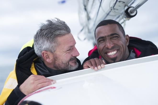 Musandam-Oman Sail set a new record for the fastest-ever sail round Ireland when the team crossed the finish line at Wicklow in 38 hours, 37 minutes and 7 seconds. Skippered by Sidney Gavignet (FRA) with team mates Damian Foxall (IRL) and Fahad Al Hasni (OMA), Jean Luc Nelias (FRA), Yasir Al Rahbi (OMA) and Sami Al Sukaili (OMA) - 2016 Volvo Round Ireland Race © Lloyd Images