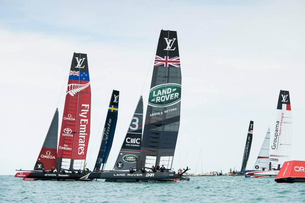 Fleet start -  - Louis Vuitton America&rsquo;s Cup World Series Chicago - Day 2 photo copyright Emirates Team New Zealand http://www.etnzblog.com taken at  and featuring the  class