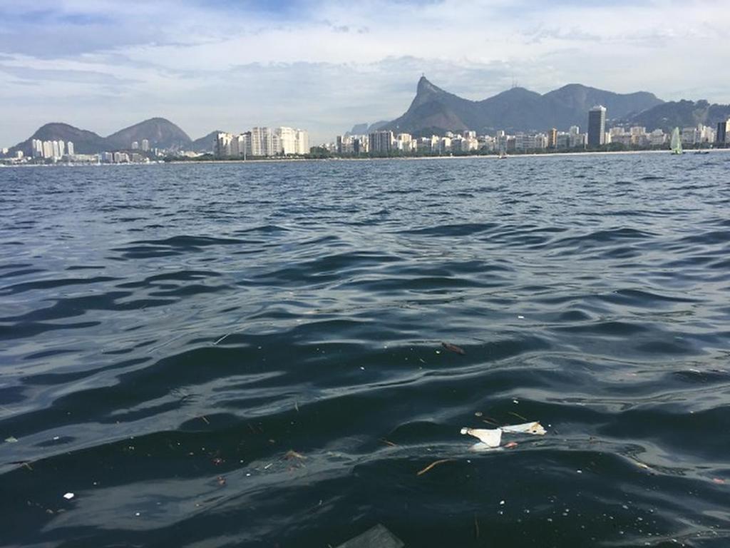 May 2016 trash. Could not really show the kilometres of trash floating just under or on the surface. It was almost impossible to train this day. © Bruce Kendall 