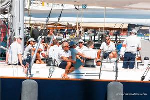 A debrief on board the 35m ketch Sojana, a high profile regular on the regatta circuit - 2016 Superyacht Cup Palma photo copyright www.clairematches.com taken at  and featuring the  class