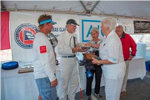 Susan B Johnson trophy winners Tony Pocklington and Jim Kerr with Judy McLennan and Ann and Bob Conner photo copyright  Billy Black / Clagett Regatta taken at  and featuring the  class