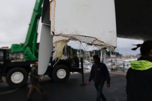 Artemis 43 sustains damage to her starboard rudder while being free from a rock in the Chanel du Four - 2016 Solitaire Bompard Le Figaro photo copyright Artemis Offshore Academy taken at  and featuring the  class