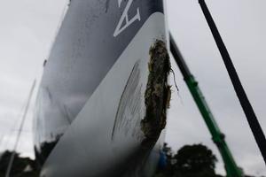 Artemis 43 sustains damage to her bow following impact with a rock in the Chanel du Four - 2016 Solitaire Bompard Le Figaro photo copyright Artemis Offshore Academy taken at  and featuring the  class