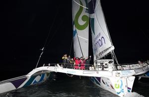 Musandam-Oman Sail set a new record for the fastest-ever sail round Ireland when the team crossed the finish line at Wicklow in 38 hours, 37 minutes and 7 seconds. Skippered by Sidney Gavignet (FRA) with team mates Damian Foxall (IRL) and Fahad Al Hasni (OMA), Jean Luc Nelias (FRA), Yasir Al Rahbi (OMA) and Sami Al Sukaili (OMA) - 2016 Volvo Round Ireland Race photo copyright Lloyd Images taken at  and featuring the  class