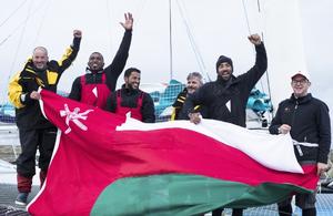 Musandam-Oman Sail set a new record for the fastest-ever sail round Ireland when the team crossed the finish line at Wicklow in 38 hours, 37 minutes and 7 seconds. Skippered by Sidney Gavignet (FRA) with team mates Damian Foxall (IRL) and Fahad Al Hasni (OMA), Jean Luc Nelias (FRA), Yasir Al Rahbi (OMA) and Sami Al Sukaili (OMA) - 2016 Volvo Round Ireland Race photo copyright Lloyd Images taken at  and featuring the  class