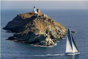 Magic Carpet Cubed was the first of the 268 competing yachts to round the Giraglia - 2016 Giraglia Rolex Cup photo copyright Quinag taken at  and featuring the  class
