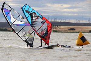 Kevin Pritchard and Alex Merten showing everyone how to Tandem sail - Rio Vista Grand Slam 2016 photo copyright American Windsurfing Tour http://americanwindsurfingtour.com/ taken at  and featuring the  class