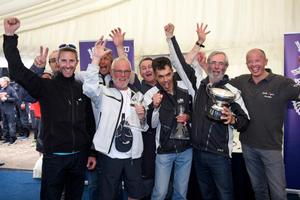 Clutching prizes for securing first place overall, the crew of Dunkerque - Les Dunes de Flandre - RORC IRC National Championship photo copyright  Rick Tomlinson http://www.rick-tomlinson.com taken at  and featuring the  class