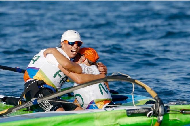 Charline celebrates - Women's Windsurfer (RS:X) - Rio Olympics © World Sailing