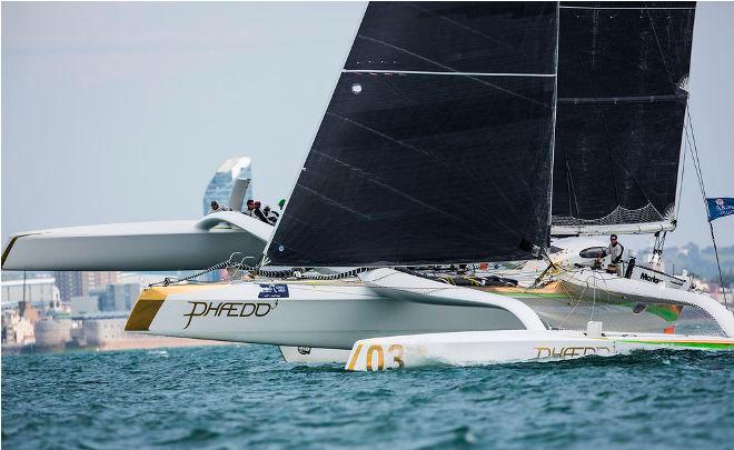 Phaedo3 cruises past the Spinnaker Tower – Artemis Challenge © Lloyd Images