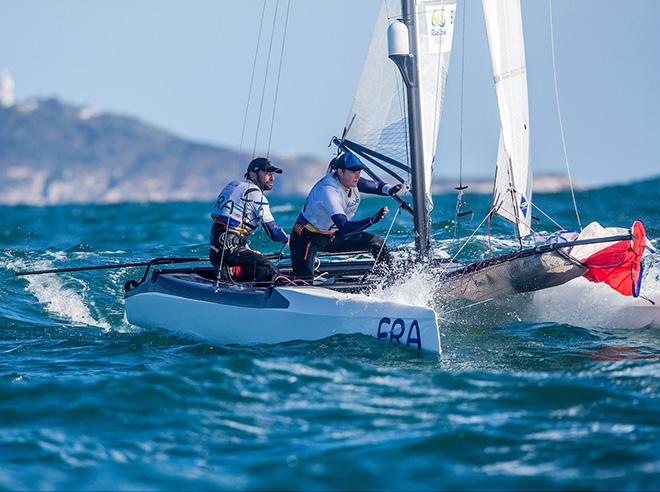 Billy Besson and Marie Riou (FRA) in Nacra 17 at the Rio 2016 Olympic Sailing Competition © Sailing Energy/World Sailing