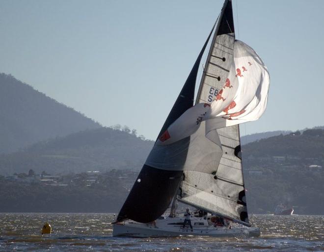Ciao Baby II's crew had some problems dropping the kite at the leeward mark - James Boag Winter Series ©  Peter Campbell
