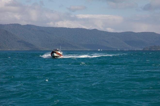 Shute Harbour with Tancredo and Repair Reefs just visible on the right. ©  John Curnow